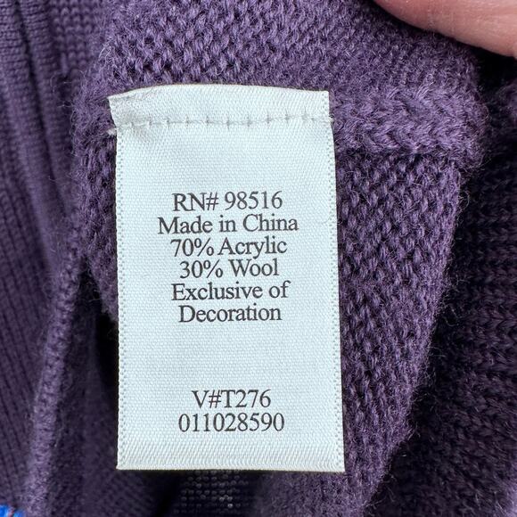 Coldwater Creek Sweater Vest Womens XS Embroidered Beaded Boho Layering Purple - Picture 11 of 13